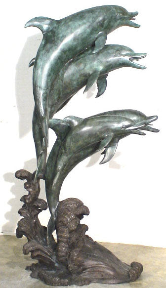 Large 5 Dolphins Fountain on Wave