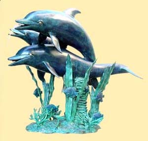 "Perfect World" Trio Dolphins Fountain