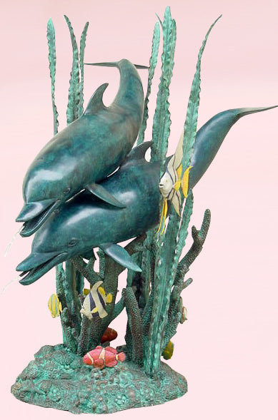 Double Dolphins on Seagrass Fountain