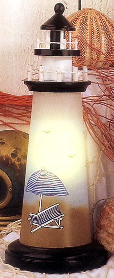 Lighthouse Accent Lamp with Beach Chair