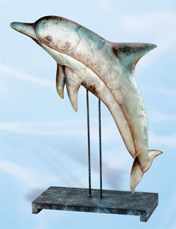 Metal Art Dolphin on Stand