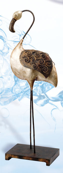 Metal Art Flamingo on Stand