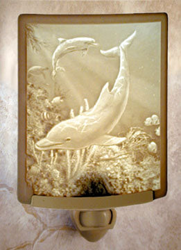 "Lithophane" Dolphin Translucent Porcelain Night Light