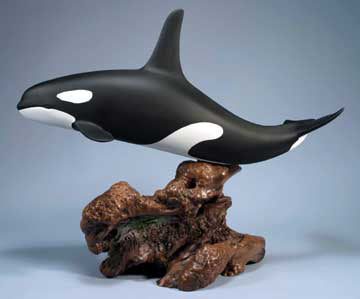 Signed Limited Edition Orca Killer Whale On Burl Wood Base