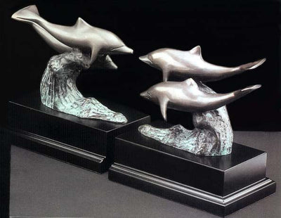 Bronze Patina Finished Dolphin Bookends