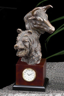 Bull & Bear Head Desk Clock