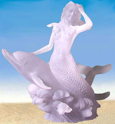 Mermaid Riding Dolphin Lucite Sculpture