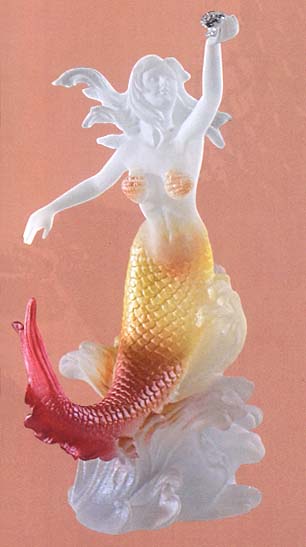 Mermaid Holding Pearl Lucite Sculpture